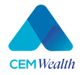 CEM Wealth logo: Modern blue financial services and wealth management company.